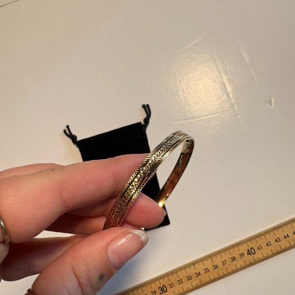 Lifetime Jewelry Gold Plated Bangle Bracelet with Decorative Engraving - Picture 9 of 9